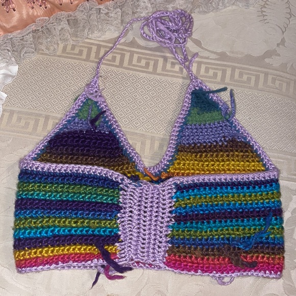 Handmade Crochet multicolor crop top - Picture 2 of 2